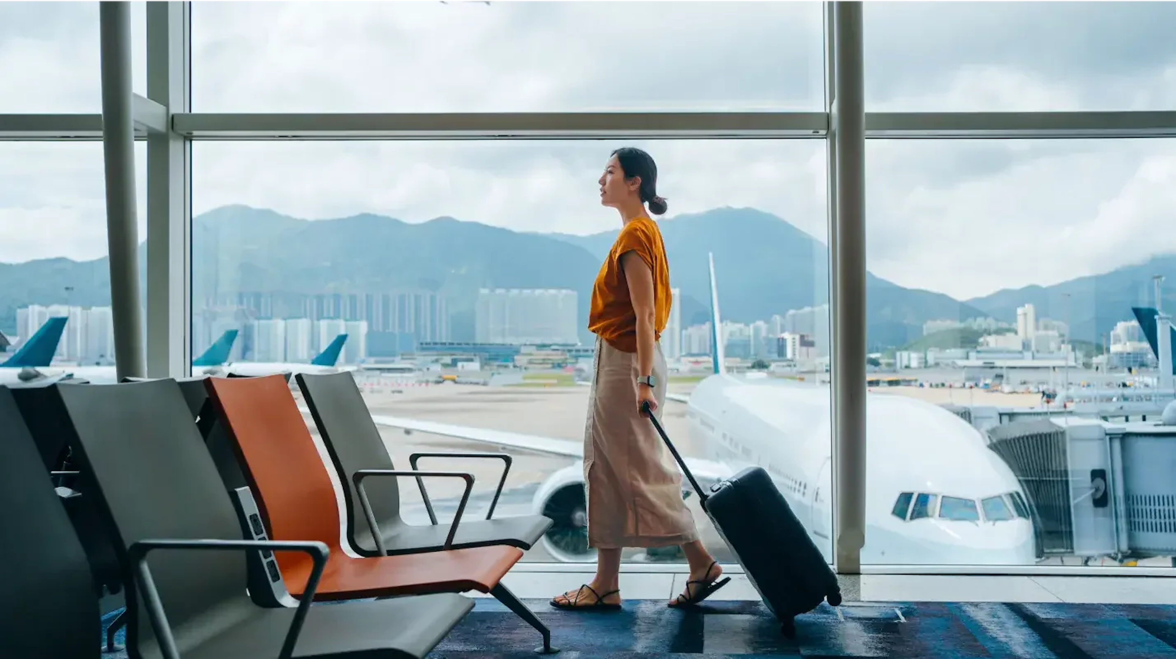 Lady exploring the airport